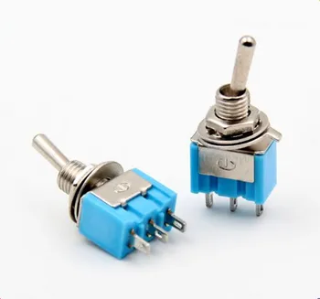 100 kozarcev Baby Blue Mini MTS-102 3-Pin SPDT NA-NA 6A 125V / 3A 250V AC Miniaturni Preklop Stikala
