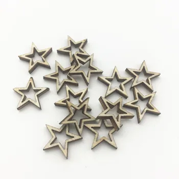 1000pcs 12,5 mm Mini Naravni Kotanji Izrezanka Lesa Zvezde Tabela simbolov 