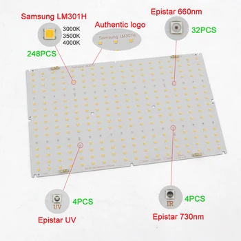10pcs/veliko,230lm/w, Visoke lumnov Samsung LM301H QB288 Quantum Tech V3 Odbor 3000K 3500K mix 660nm UV IR