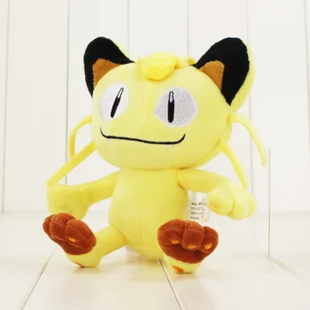 18 cm 2 slog Plišastih Meowth mehko srčkan polnjene mačka lutka sivo rumena PP Bombaž igrače, vroče prodaje