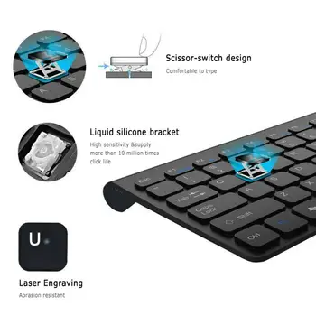 2.4 G Tipkovnica & Gaming Mouse Combo Nastavitev Za Večpredstavnostna Brezžično Tipkovnico In Miško Za Notebook Laptop Mac Namizje Pisarniški Material