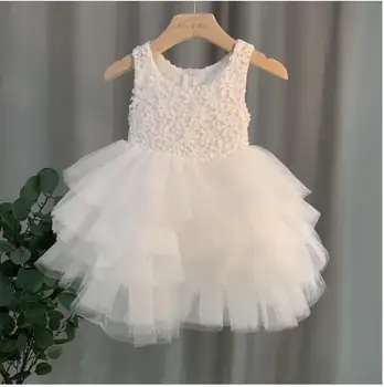 2019 dekle stranka obleko Čipke Princesa Cvetlični Otroci Stranka Obleko za Rojstni dan Elegantna Dekle Družico Vestido Menina bela dekleta oblačenja