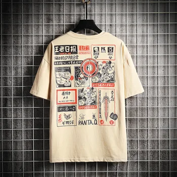 2020 Poletje Moških Vrhovi Človek T-shirt Prevelik Anime Natisnjeni Hip Hop Modo Slim Japonski Ulične Harajuku Tshirt Moški Majica s kratkimi rokavi
