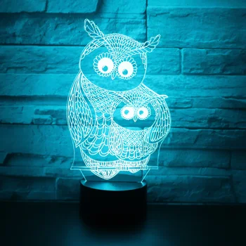 3D LED Svetloba Night Owl Otroka s 7 Barv Svetlobe za Dom Dekoracija Žarnice Neverjetno Vizualizacija Optične Iluzije, Super