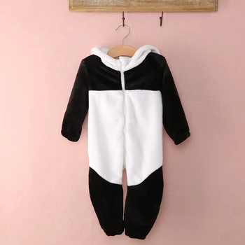 3D Panda Oblačila za Dojenčke in Malčke Baby Girl Boy Srčkan Romper Dolgimi Rokavi Jumpsuit Playsuit Zadrgo, En kos Obleke za 0-3T Baby