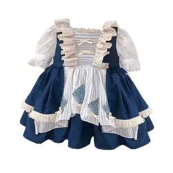 3PCS Baby Dekleta španski Obleko Royal Frocks Otrok Princesa Rojstni dan Obleke Stranka Čipke Haljo Malčka Dekle Boutique Oblačila