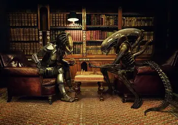 Alien VS Predator Igrajo Šah Film oljnih slik platno umetniške grafike Wall Art Za dnevno Sobo, Spalnica Dekor