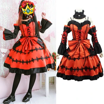 Anime DATUM ŽIVO Nočna mora Tokisaki Kurumi Cosplay Fancy Kostume Lolita Punca Princesa Obleko Halloween Carnival Party Las Lasuljo