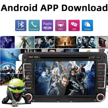Avto Multimedijski predvajalnik, 2 Din Android 10.0 GPS Za VW/Golf/Tiguan/Škoda/Fabia/Rapid/Sedež/Leon/Skoda dvd automotivo FM brezplačno canbus