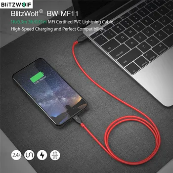 BlitzWolf BW-MF11 2.4 USB Moški Lightning Kabel Hitro Polnjenje Prenos Podatkov Kabel Tablet Telefonsko Linijo Za IPhone 12 Z MFi