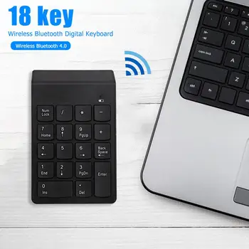 Brezžični Številčna Tipkovnica Mini Bluetooth Številčna Tipkovnica 18 Tipke na Tipkovnici za PC, Laptop, Prenosnik Tablet Brezžična Tipkovnica
