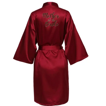 Burgundija novih nevesta družico haljo mati, sestra, nevesta, poročno darilo kopalni plašč satenast kimono oblačilih, 001