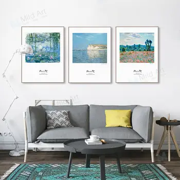 Claude Monet Impresionizem Morju Krajine, Poster Tiskanje Cvet Skandinavski Slog Stenskih Slikah, Doma Dekor Platno Oljna Slika Darila