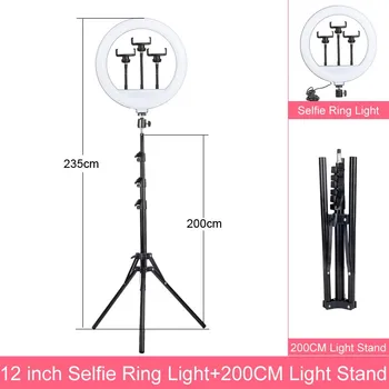 Darilo 6 8 10 12 Inch Zatemniti LED Selfie Obroč Svetlobe s Stojalom 160 cm Svetilka Bliskavico Ringlight Telefon Namizni Studio