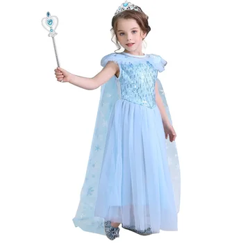 Dekleta Princesa Obleko Otroci Cosplay Princesa Obleko Sequined Sneg Kostum Halloween Rojstni Dan Obleko Velikost 4-10 Let