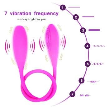 Dvojni Konec Dildo, Vibrator 7 Vzorcev Sex Igrače za Ženske, Analne Klitoris Stimulator Butt Plug z vibriranjem Jajca, Unisex, Lezbijke, Igrača