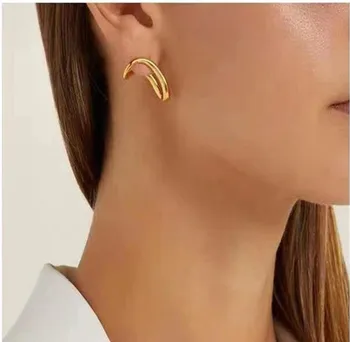Elegantna Zlata, Srebrna Barva Nepravilne Ovalne Stud Uhani za Ženske Izjavo Geometrijske Earings Pribor Dekle Modni Nakit