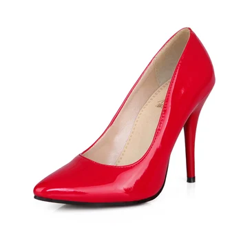 Kcenid Plus velikost 30-48 PU usnja ženske črpalke nove modne seksi konicami prstov plitvo ženska, čevlji z visokimi petami stranka čevlji črno rdeča