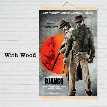 Klasični Film platno Plakat Django Unchained Retro Umetniške grafike Slike Quentin Tarantino z masivnega lesa, ki visi poiščite Plakati