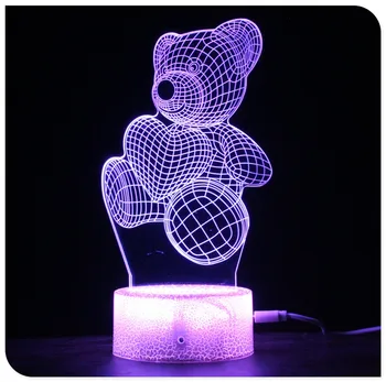 LED 3D Noč Lučka Lep Medved ima Srce Romantično Valentinovo Darilo Ljubimec Dekoracijo Light Touch & Oddaljene Svetilke, Luči