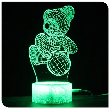 LED 3D Noč Lučka Lep Medved ima Srce Romantično Valentinovo Darilo Ljubimec Dekoracijo Light Touch & Oddaljene Svetilke, Luči