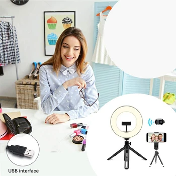 LED Svetlobni Obroč Selfie Obroč lučka USB Nastavek za Bliskavico Video v Živo Ličila Studio Fill light Daljinsko Obroč svetlobe Za Pametni telefon