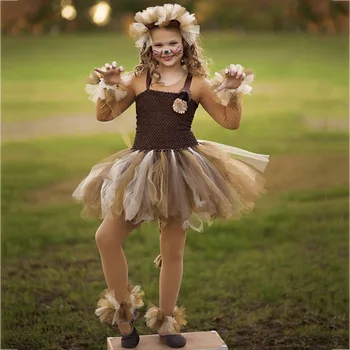 Lepe Risanke Levji Kralj Živali Cosplay Tutu Obleko Otroci Božično zabavo, Obleke za Dekleta Koleno Dolžina Obleka Komplet Baby Girl Obleke