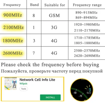 Lintratek GSM 2G 3G 4G, Signal Booster 900 1800 2100 2600MHz mobilni telefon Signal Repetitorja 4G 1800 2600 3G 2100 Enotnega Pasu Celoten Komplet