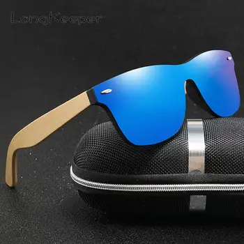 LongKeeper Les, bambus prevelik sončna Očala Luksuzne blagovne Znamke Oblikovalec rimless zrcali Kvadratnih sončna Očala za Ženske/Moški