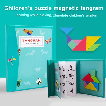 Magnetni Tangram Potovanja, Igre Otroci Odrasli Pisane Izobraževalne Knjige Montessori Graditi Živali, Ljudi, Lesene Igrače Razmišljanje Jigsaw