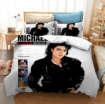 Michael Jackson Risanka 3D Tiskanja Tolažnik Posteljnina Nabor Rjuhe Prevleke Prevleke Domačega Tekstilnega Kraljica Kralj Velikost Odraslih Super Zvezda