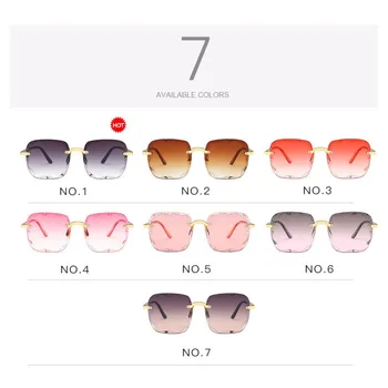 Moda Novo Blagovno Znamko Oblikovalec Kvadratnih Sončna Očala Brez Okvirjev Ženske Modni Kovinski Rimless Gradient Leče, Sončna Očala Ženski Oculos 2020