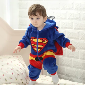 Modra Superheroj Halloween Baby Romper Malčka Pomlad Bombažna Flanela Baby Jumpsuit Otroška Oblačila Novo rojen za 24 Mesecev RL7