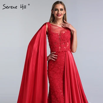 Najnovejši Modno Oblikovanje brez Rokavov Rdeče Večerne Obleke 2020 Ročno izdelane Rože morska deklica Seksi Formalno Večerne Mirno Hill LA6603