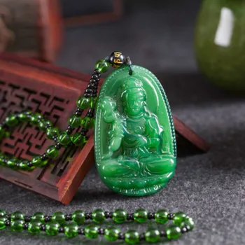 Naravni Zeleni Kitajski Agate Obesek Jade Ogrlico, Čar, Moda Nakit Vklesan Blagoslov Amulet Darila za Ženske, Moške