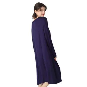 Nightgown Obleko Plus Velikost 7XL Dolg Rokav Sleepwear Ženske Novi Ultra-Stretch Bombaž Svoboden Udoben Dom, Oblačila Pomladi, Jeseni
