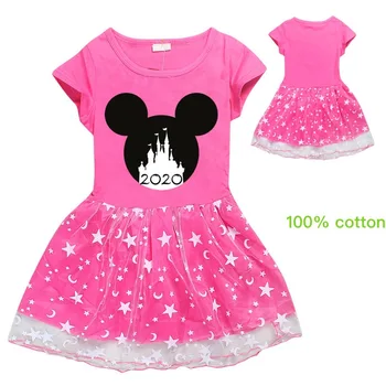 Nov Baby Dekleta Obleke Otroci Poletje Bombaž Priložnostne Princesa Obleko Risanka 2020 Mickey Minnie Tiskanja Otroci Dekliška Oblačila Vestido