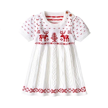 Otroci Obleke Za Dekleta Princesa Obleke Nove 2020 Pomlad Jesen Otroci Dekle Božič Elk Obleko Plesti Kratek Rokav Obleka