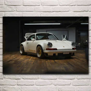 Po meri 911 bela sportcar vozila umetnine, dnevna soba dekor home art dekoracijo lesa, okvir tkanine plakat KM332