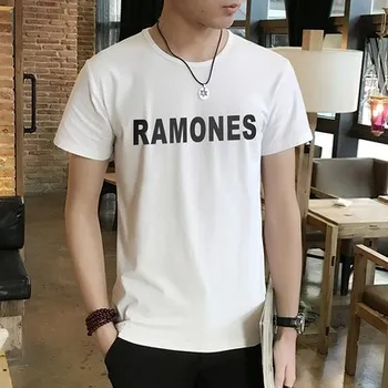 Poletne moške kratke oplaščeni t-shirt krog vratu korejska različica dno majica moška telesa majica tesen pol rokavi moški atid