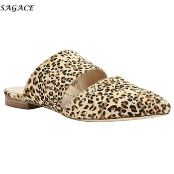 SAGACE Ravno Mule Copate Strani ženske modni Leopard Konicami Prstov Poletje Dame Čevlji ženska Udobje Sandali Sandalias Čevlji #4Z