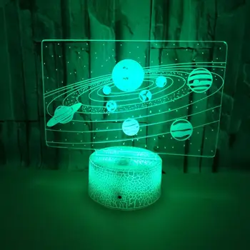 Solarni Sistem 3D Flash Noč Svetlobe LED 7 Barv Spreminjanje Spalnica Postelji Desk namizne Svetilke za Otroke Darilo