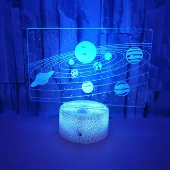 Solarni Sistem 3D Flash Noč Svetlobe LED 7 Barv Spreminjanje Spalnica Postelji Desk namizne Svetilke za Otroke Darilo