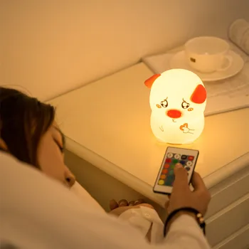 Touch Senzor Prašičev LED Nočna Lučka Rmote Nadzor 16 Barv Zatemniti Silikonski USB Polnilne Postelji Lučka za Otroke Baby Darilo