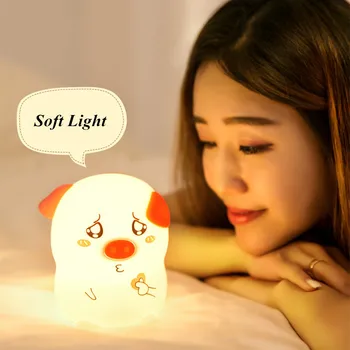 Touch Senzor Prašičev LED Nočna Lučka Rmote Nadzor 16 Barv Zatemniti Silikonski USB Polnilne Postelji Lučka za Otroke Baby Darilo