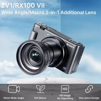 Ulanzi WL-1 18 MM širokokotni Objektiv, 10X HD Makro Objektiv za Sony ZV1 ZV-1 RX100 VII Pribor Nastavljiva Leča Fotoaparata