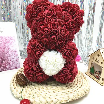 Umetne Rože 25 cm Vrtnice Nosi s Srcem Darilo Tedy Medved Povečal za Božič Dni