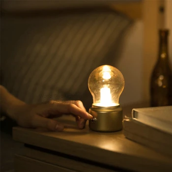 Vintage Edison Žarnica Svetilka led USB Lučka za Polnjenje Noč Svetlobe otroci Nordijska lampada spalnica namizno svetilko luces LED Postelji lava Svetilka