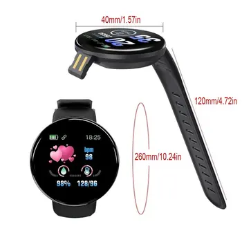 Vroče Pametno Gledati Srčnega utripa, Krvnega Tlaka Smartwatch Watch Nepremočljiva Šport Fitnes Tracker Watch D18 Reloj inteligente