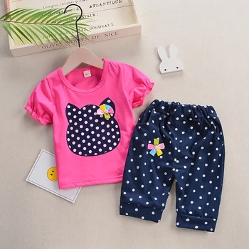 Za malčke Baby Dekle Oblačila Sklop novorojenčka moda dot tiskanja oblačila obleko 2019 nove vroče prodaje malčka priložnostne tshirt+hlače 2pcs set